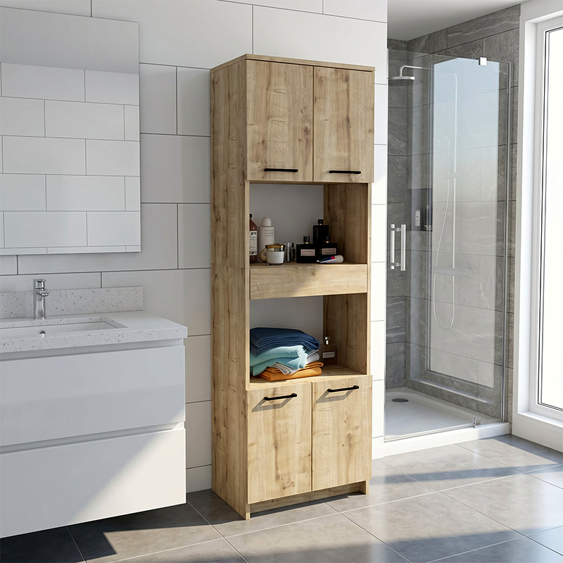 Ντουλάπι κουζίνας - μπάνιου Alvento Megapap χρώμα sapphire oak 60x42x180εκ.