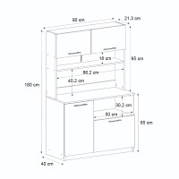 Έπιπλο κουζίνας Tuco 2 Megapap χρώμα λευκό 90x40x180εκ.