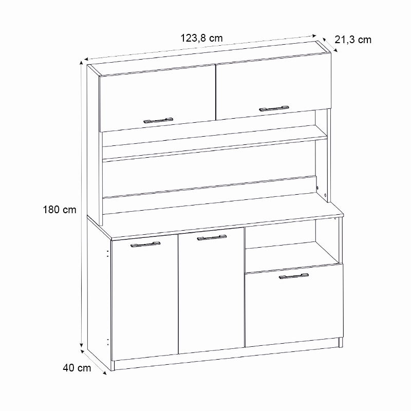 Έπιπλο κουζίνας Tuco 3 Megapap χρώμα sapphire oak 123,8x40x180εκ.