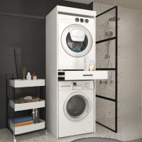 Έπιπλο πλυντηρίου - στεγνωτηρίου Fika Megapap χρώμα λευκό 67x61,8x198,5εκ.