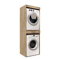 Έπιπλο πλυντηρίου - στεγνωτηρίου Fika Megapap χρώμα sapphire oak 67x61,8x198,5εκ.