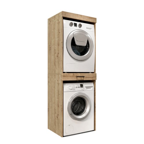 Έπιπλο πλυντηρίου - στεγνωτηρίου Fika Megapap χρώμα sapphire oak 67x61,8x198,5εκ.