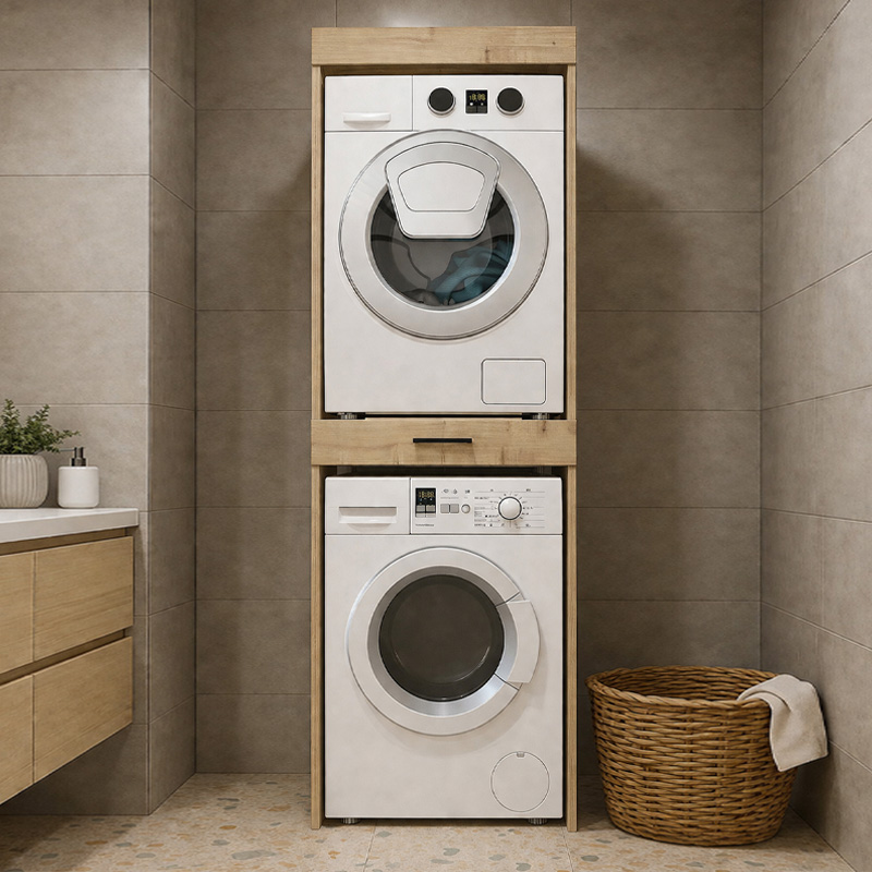 Έπιπλο πλυντηρίου - στεγνωτηρίου Fika Megapap χρώμα sapphire oak 67x61,8x198,5εκ.