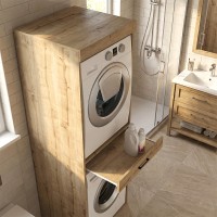 Έπιπλο πλυντηρίου - στεγνωτηρίου Fika Megapap χρώμα sapphire oak 67x61,8x198,5εκ.