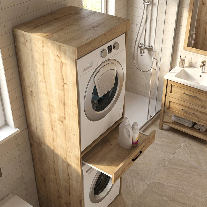 Έπιπλο πλυντηρίου - στεγνωτηρίου Fika Megapap χρώμα sapphire oak 67x61,8x198,5εκ.