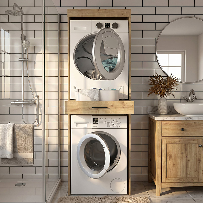 Έπιπλο πλυντηρίου - στεγνωτηρίου Fika Megapap χρώμα sapphire oak 67x61,8x198,5εκ.