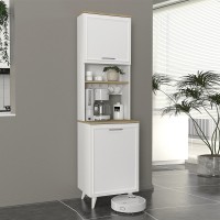 Έπιπλο κουζίνας Potter 1 Megapap χρώμα λευκό - rota oak 53,4x39,6x196,1εκ.