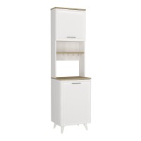 Έπιπλο κουζίνας Potter 1 Megapap χρώμα λευκό - rota oak 53,4x39,6x196,1εκ.