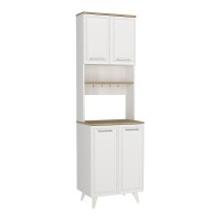 Έπιπλο κουζίνας Potter 2 Megapap χρώμα λευκό - rota oak 60x40x196,1εκ.