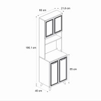 Έπιπλο κουζίνας Potter 2 Megapap χρώμα λευκό - rota oak 60x40x196,1εκ.