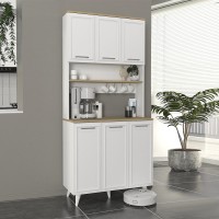 Έπιπλο κουζίνας Potter 3 Megapap χρώμα λευκό - rota oak 90x40x196,1εκ.
