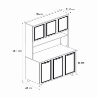 Έπιπλο κουζίνας Potter 3 Megapap χρώμα λευκό - rota oak 90x40x196,1εκ.