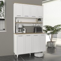 Έπιπλο κουζίνας Potter 4 Megapap χρώμα λευκό - rota oak 120x40x196,1εκ.