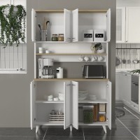 Έπιπλο κουζίνας Potter 4 Megapap χρώμα λευκό - rota oak 120x40x196,1εκ.