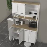 Έπιπλο κουζίνας Potter 4 Megapap χρώμα λευκό - rota oak 120x40x196,1εκ.