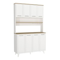 Έπιπλο κουζίνας Potter 4 Megapap χρώμα λευκό - rota oak 120x40x196,1εκ.