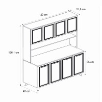 Έπιπλο κουζίνας Potter 4 Megapap χρώμα λευκό - rota oak 120x40x196,1εκ.