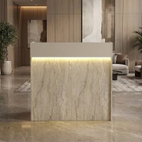 Γραφείο υποδοχής - reception Wilko Megapap με LED χρώμα travertine - sandstone 113,6x42x110εκ.