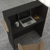 Γραφείο υποδοχής - reception Aloha Megapap με LED χρώμα ανθρακί - sepet oak 95,5x40x110,3εκ.