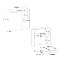 Γραφείο υποδοχής - reception Navita Megapap με LED χρώμα sepet oak - ανθρακί 113,6x42x111,8εκ.