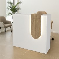 Γραφείο υποδοχής - reception Navita Megapap με LED χρώμα λευκό - sepet oak 113,6x42x111,8εκ.