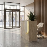 Γραφείο υποδοχής - reception Navita Megapap με LED χρώμα travertine - sandstone 113,6x42x111,8εκ.