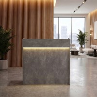Γραφείο υποδοχής - reception Navita Megapap με LED χρώμα γκρι σκυροδέματος 113,6x42x111,8εκ.