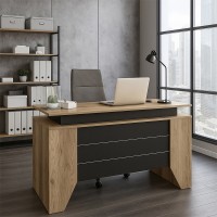 Γραφείο εργασίας Remida Megapap χρώμα sepet oak - ανθρακί 140x60x76,9εκ.