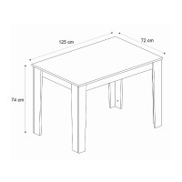 Τραπέζι Darlen Megapap χρώμα λευκό 125x72x74εκ.