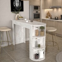 Τραπέζι μπαρ Vigne Megapap χρώμα λευκό εφέ μαρμάρου 150x51,6x101,8εκ.