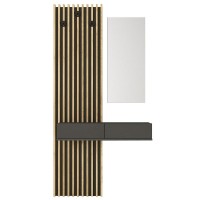 Έπιπλο εισόδου Elois Megapap χρώμα ανθρακί - sepet oak 96,6x26,8x195,5εκ.