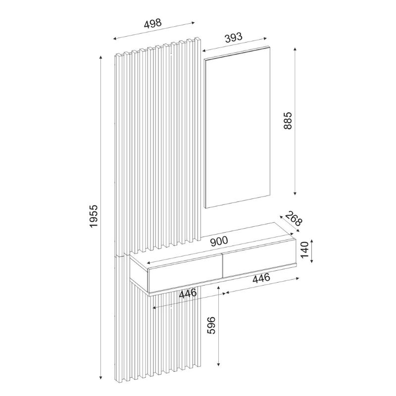 Έπιπλο εισόδου Elois Megapap χρώμα λευκό 96,6x26,8x195,5εκ.