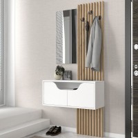 Έπιπλο εισόδου Naro Megapap χρώμα λευκό - sepet oak 90x35x204,2εκ.