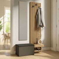 Έπιπλο εισόδου Dumont Megapap χρώμα ανθρακί - sepet oak 104,8x35x198εκ.