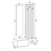 Έπιπλο εισόδου Dumont Megapap χρώμα ανθρακί - sepet oak 104,8x35x198εκ.