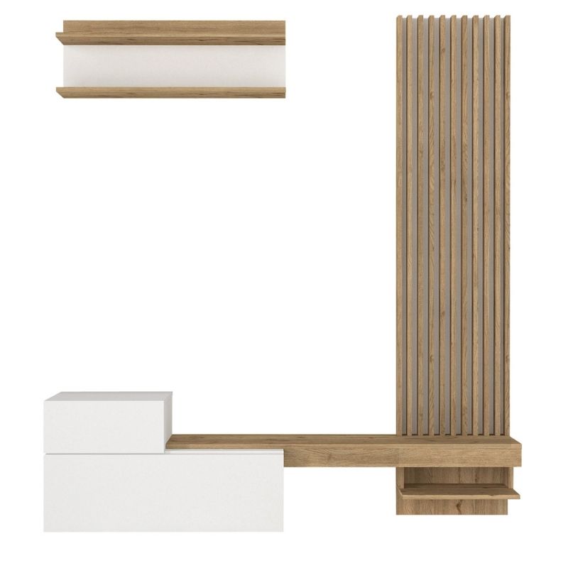 Σύνθεση τηλεόρασης Dumont Megapap χρώμα λευκό - sepet oak 180x36,8x200εκ.