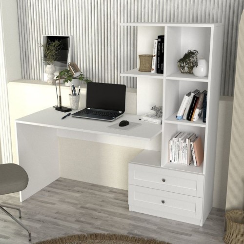 Γραφείο εργασίας Mantra Megapap χρώμα λευκό 155x60x152εκ.