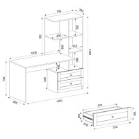 Γραφείο εργασίας Mantra Megapap χρώμα λευκό 150x60x152εκ.