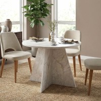 Τραπέζι Tailor Megapap χρώμα λευκό εφέ μαρμάρου Ø100x75,7εκ.
