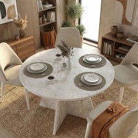 Τραπέζι Tailor Megapap χρώμα λευκό εφέ μαρμάρου Ø100x75,7εκ.