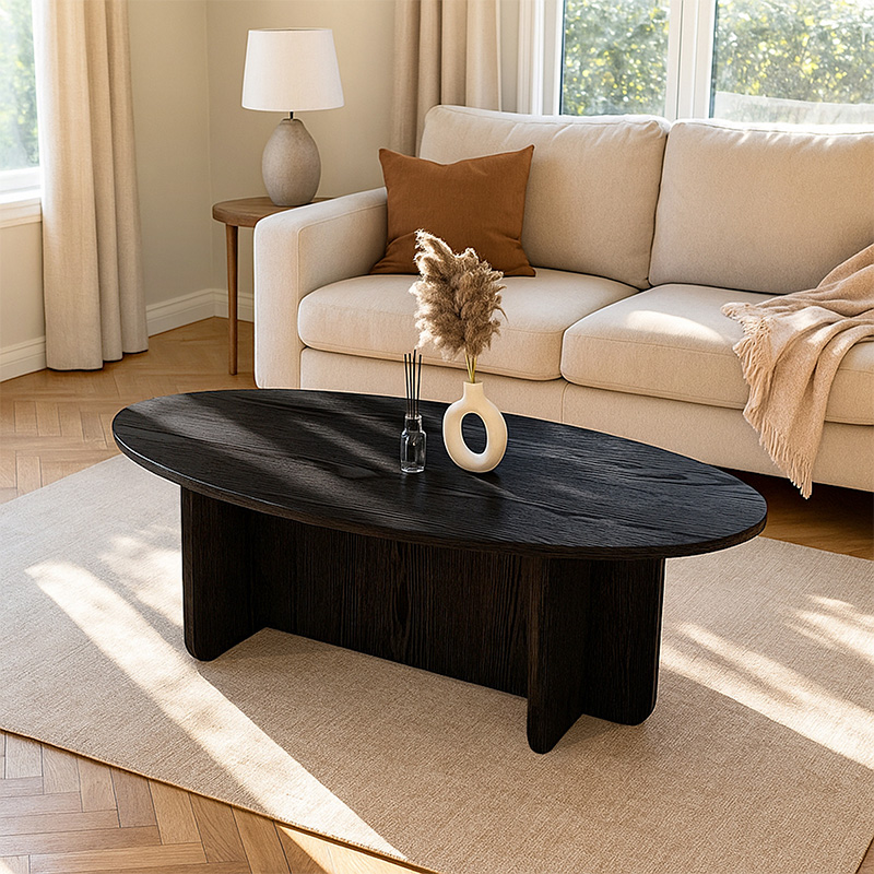 Τραπεζάκι σαλονιού Ravey Megapap χρώμα sencron black 120x60x39,8εκ.
