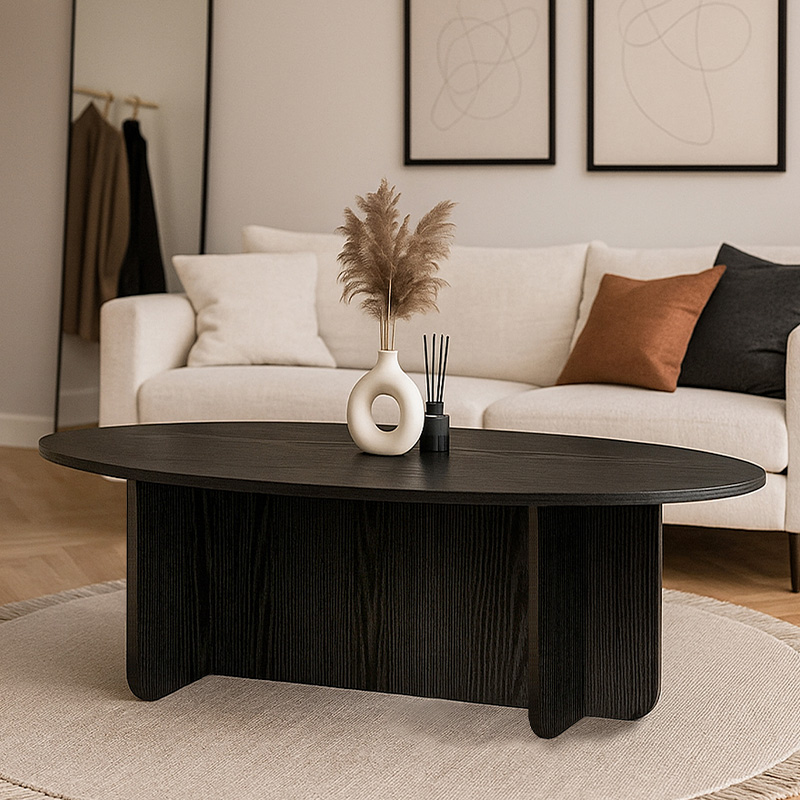 Τραπεζάκι σαλονιού Ravey Megapap χρώμα sencron black 120x60x39,8εκ.