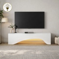 Έπιπλο τηλεόρασης Mara Megapap με LED χρώμα λευκό 150x31,4x40εκ.