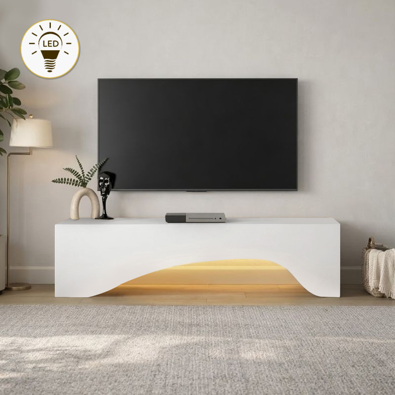 Έπιπλο τηλεόρασης Mara Megapap με LED χρώμα λευκό 150x31,4x40εκ.