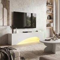 Έπιπλο τηλεόρασης Mara Megapap με LED χρώμα λευκό 150x31,4x40εκ.