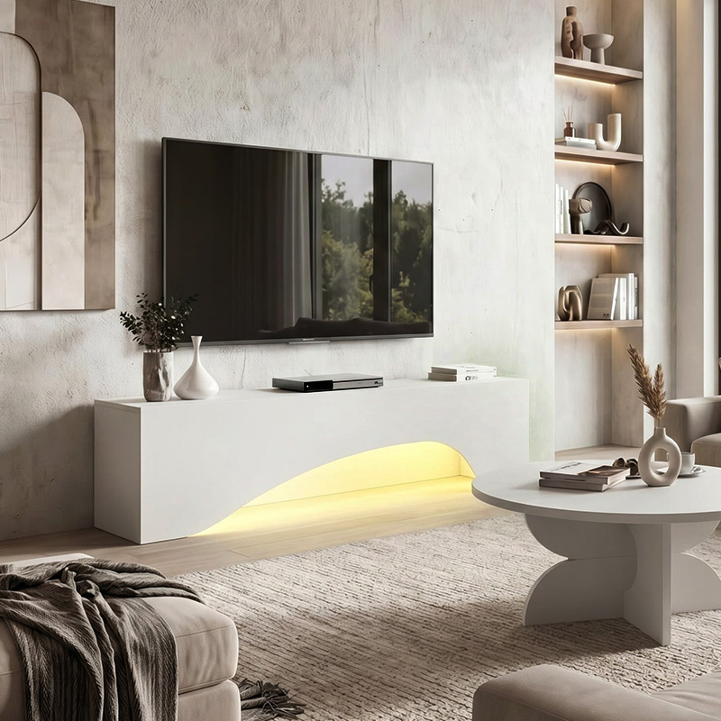 Έπιπλο τηλεόρασης Mara Megapap με LED χρώμα λευκό 150x31,4x40εκ.