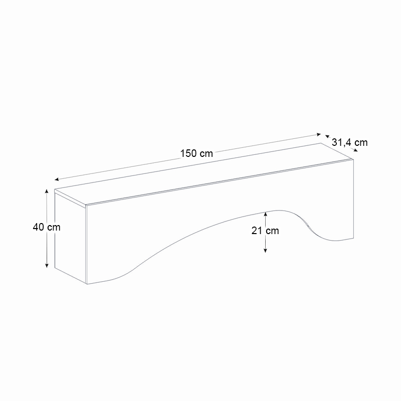 Έπιπλο τηλεόρασης Mara Megapap με LED χρώμα λευκό 150x31,4x40εκ.