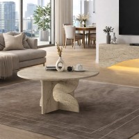 Τραπεζάκι σαλονιού Mara Megapap χρώμα travertine Ø75x36,8εκ.