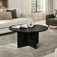 Τραπεζάκι σαλονιού Mara Megapap χρώμα sencron black Ø75x36,8εκ.