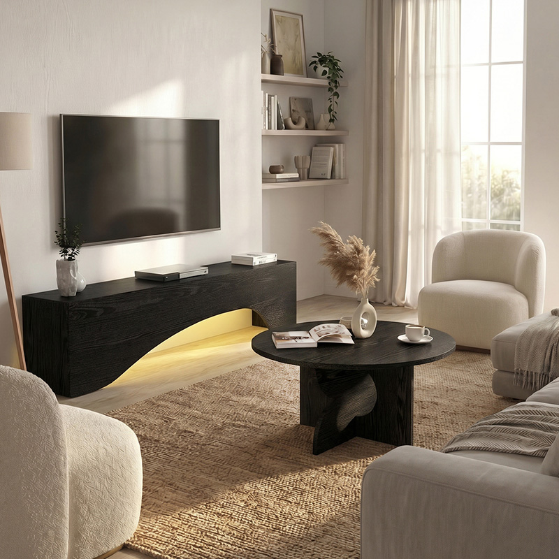 Τραπεζάκι σαλονιού Mara Megapap χρώμα sencron black Ø75x36,8εκ.
